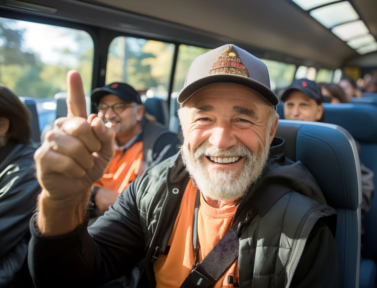 A man enjoying in 17 Seater Car Hire in London